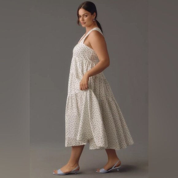 Anthropologie The Helena Square-Neck Tiered Midi Dress: Smocked Edition Size 2x - Picture 4 of 15